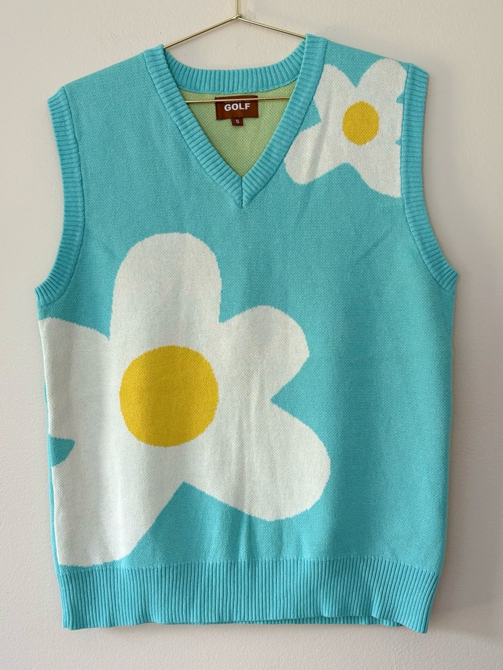 Golf Wang Blue Daisy Sweater Vest Size Small Tyler The Creator Knit